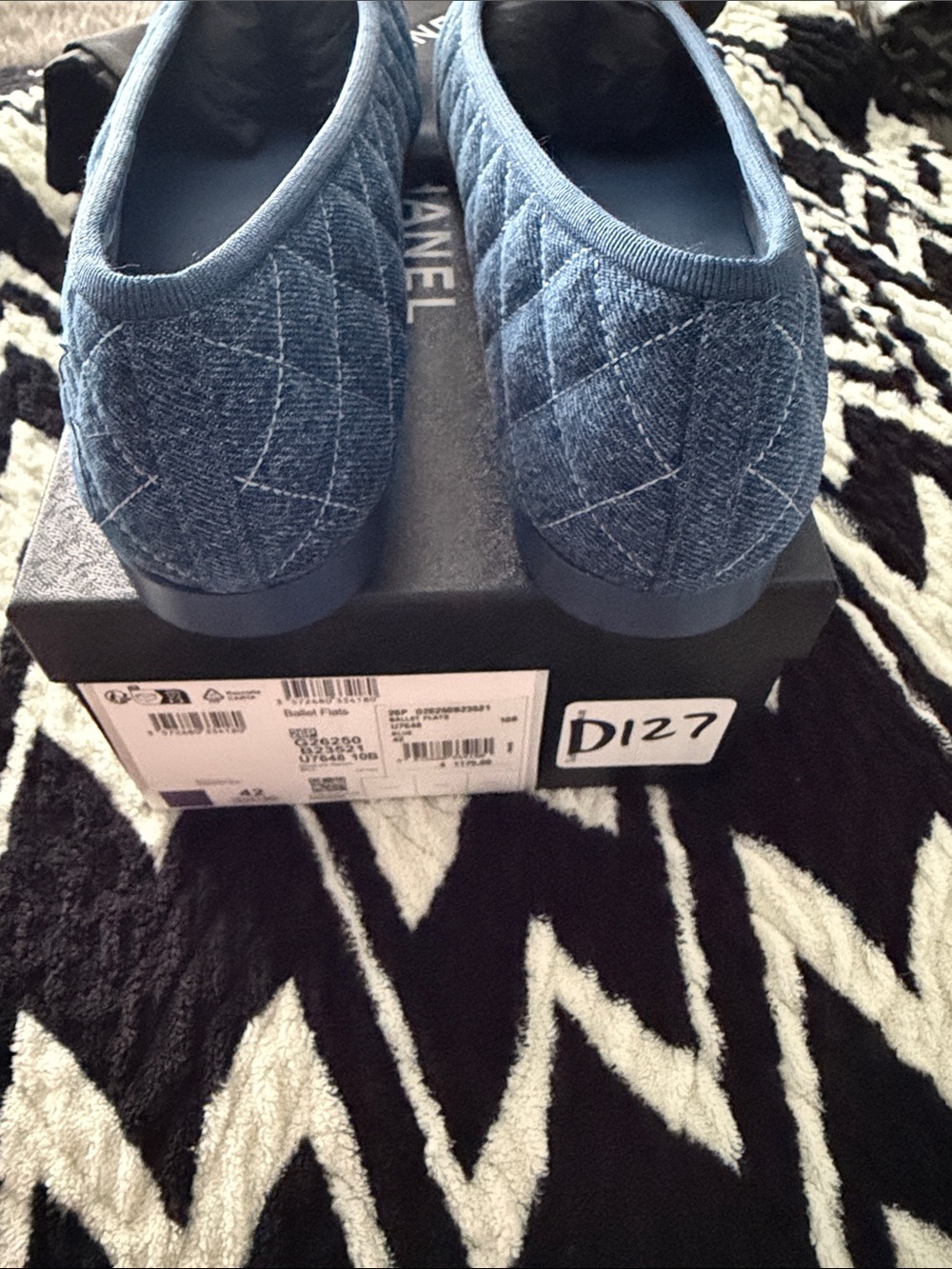 Chanel Quilted Denim Ballet Flats in Blue - Picture 5 of 10